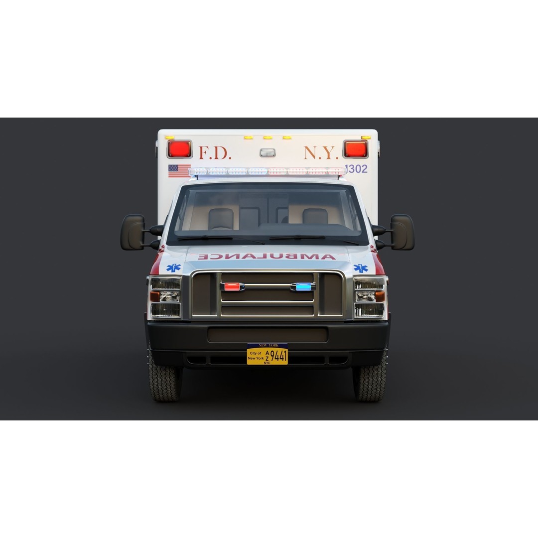 FDNY Ambulance 3D Model – Low Poly Game Asset, FBX, PBR Textures - View 6