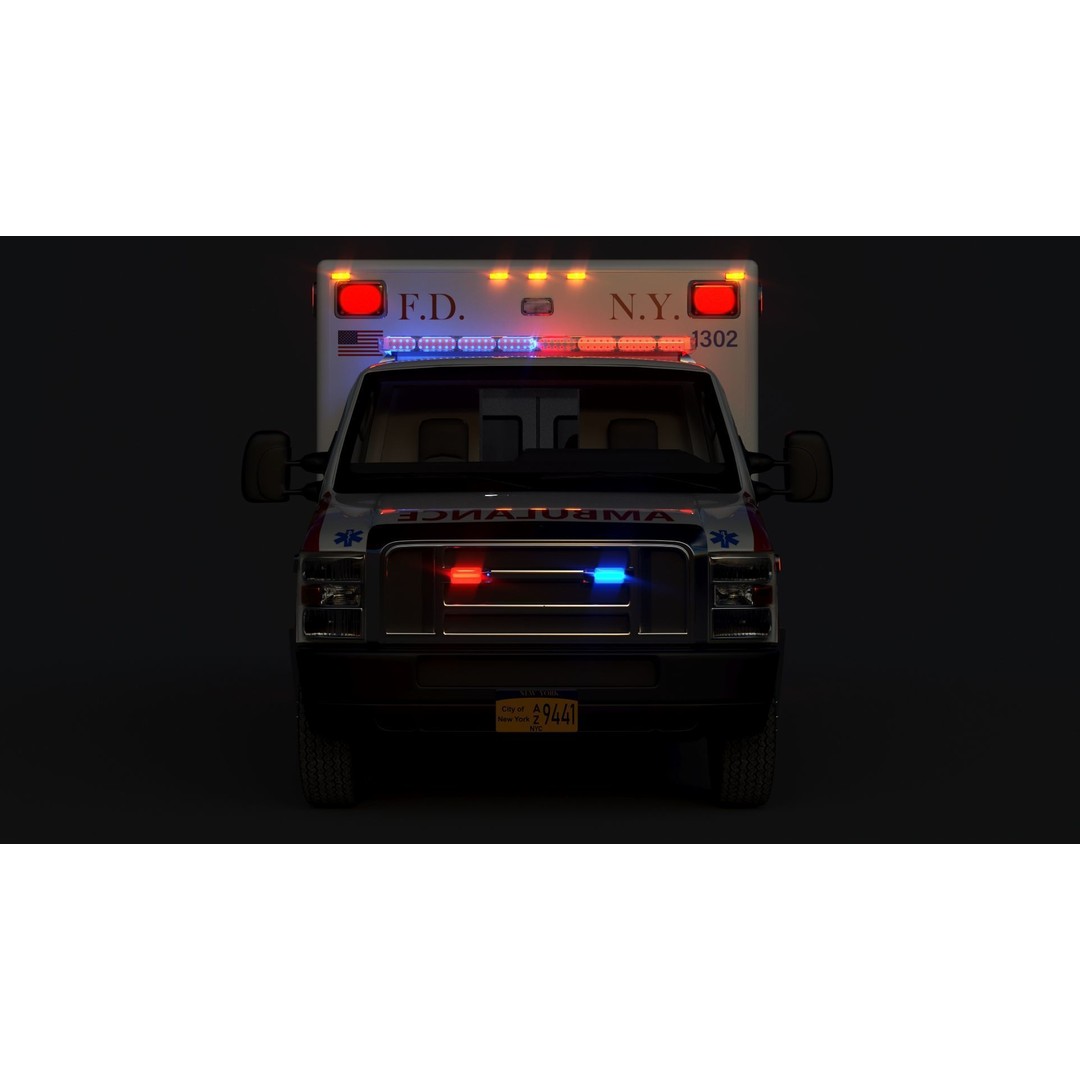 FDNY Ambulance 3D Model – Low Poly Game Asset, FBX, PBR Textures - View 7