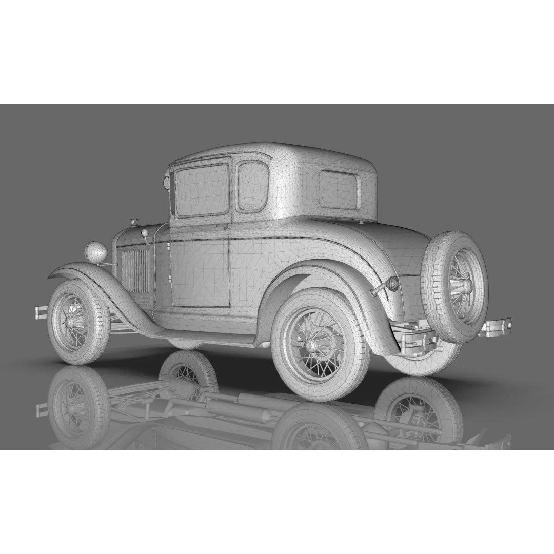 Vintage Coupe Car 3D Model – Antique Vehicle, PBR Textures, FBX