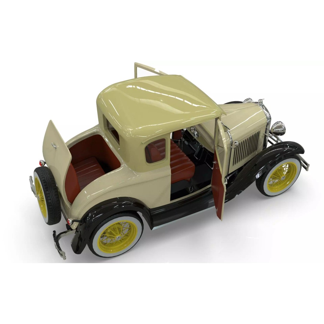 Vintage Coupe Car 3D Model – Antique Vehicle, PBR Textures, FBX - View 10