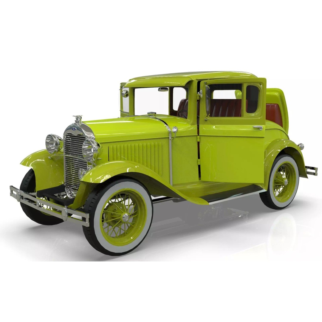 Vintage Coupe Car 3D Model – Antique Vehicle, PBR Textures, FBX - View 11