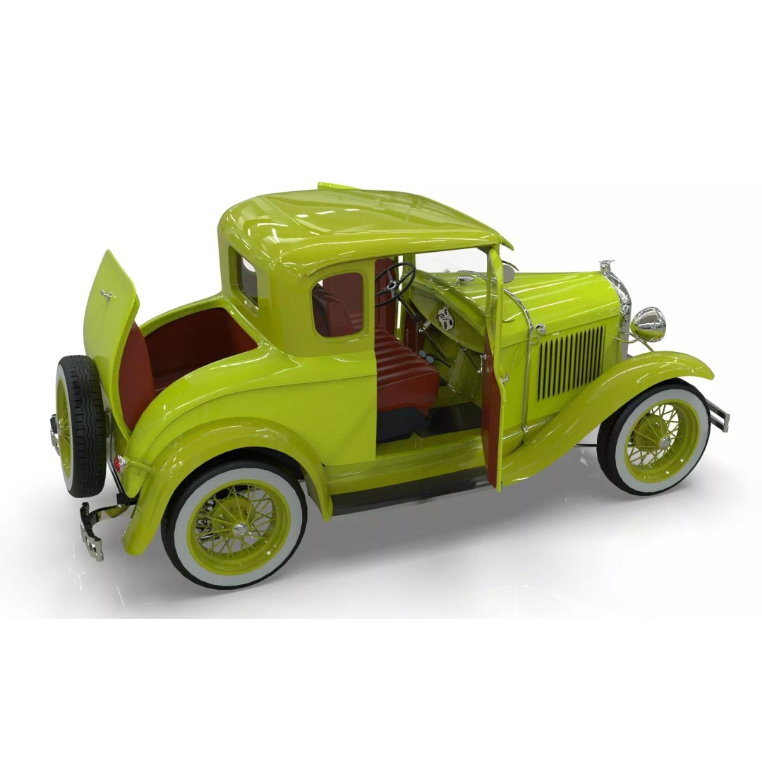 Vintage Coupe Car 3D Model – Antique Vehicle, PBR Textures, FBX - View 12