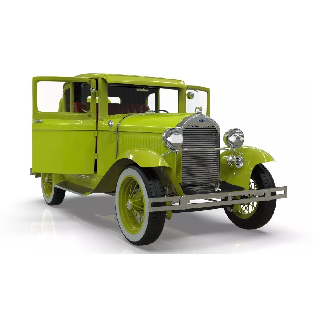 Vintage Coupe Car 3D Model – Antique Vehicle, PBR Textures, FBX - View 13