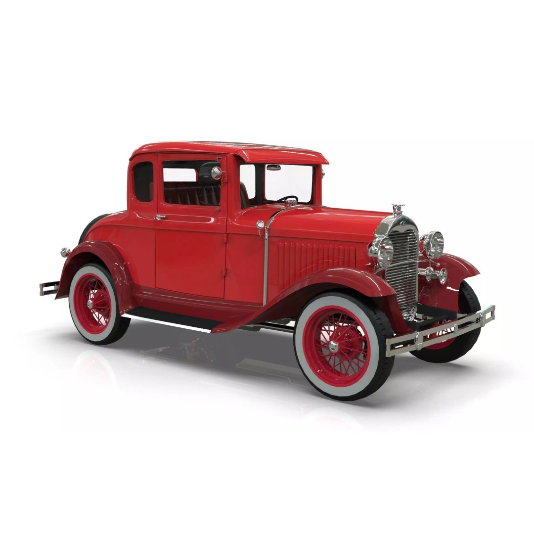 Vintage Coupe Car 3D Model – Antique Vehicle, PBR Textures, FBX - View 14