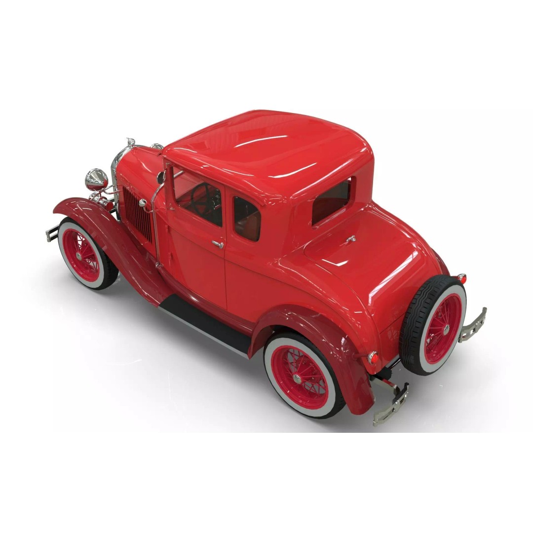 Vintage Coupe Car 3D Model – Antique Vehicle, PBR Textures, FBX - View 15