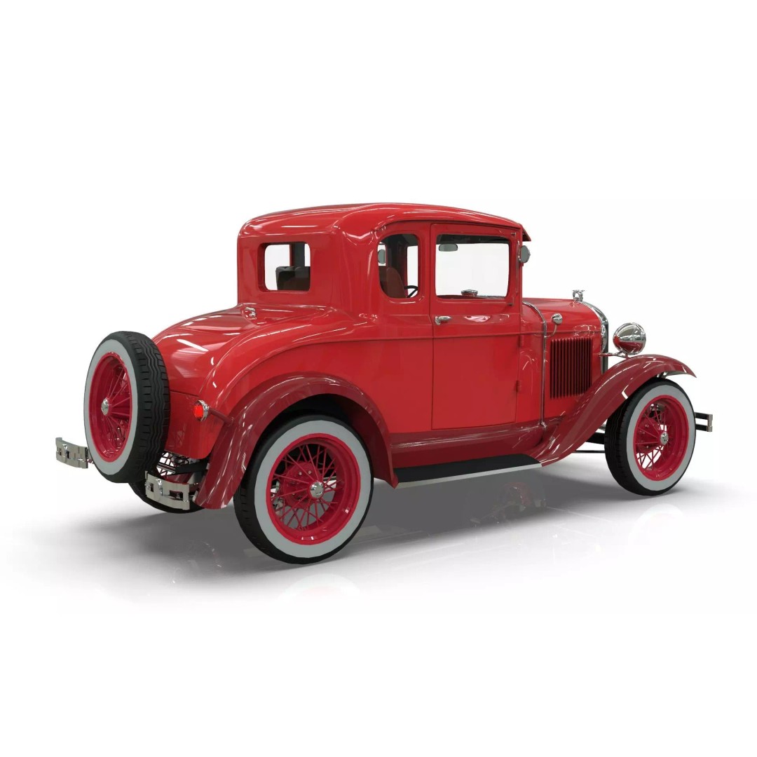 Vintage Coupe Car 3D Model – Antique Vehicle, PBR Textures, FBX - View 16