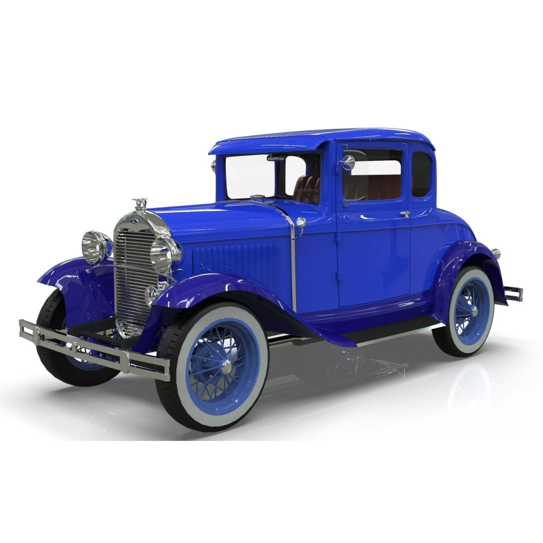 Vintage Coupe Car 3D Model – Antique Vehicle, PBR Textures, FBX - View 17