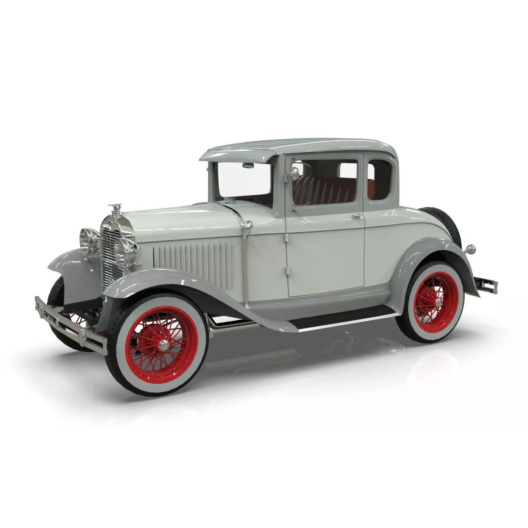 Vintage Coupe Car 3D Model – Antique Vehicle, PBR Textures, FBX - View 18
