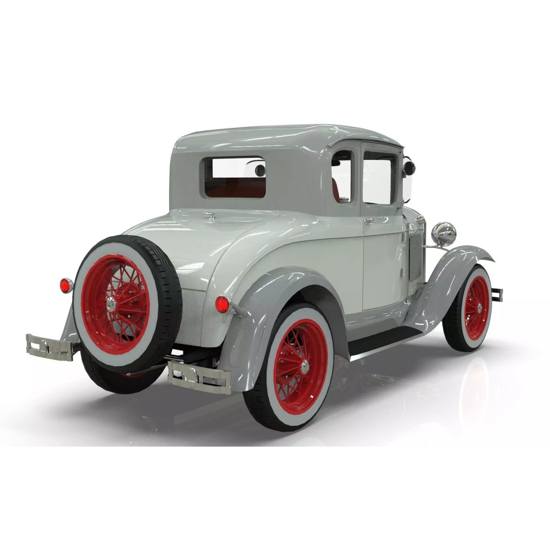 Vintage Coupe Car 3D Model – Antique Vehicle, PBR Textures, FBX - View 19