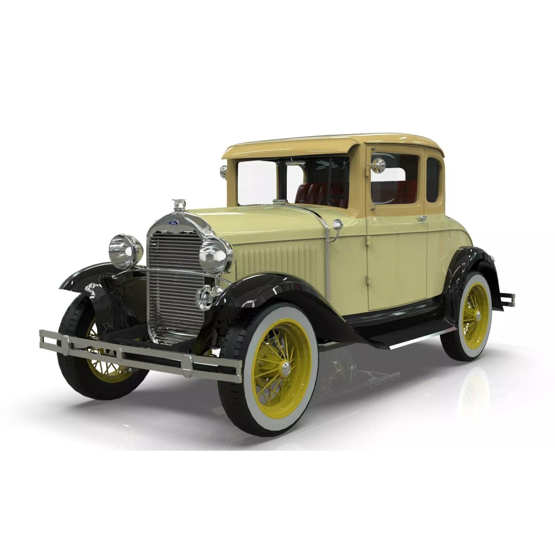 Vintage Coupe Car 3D Model – Antique Vehicle, PBR Textures, FBX - View 2