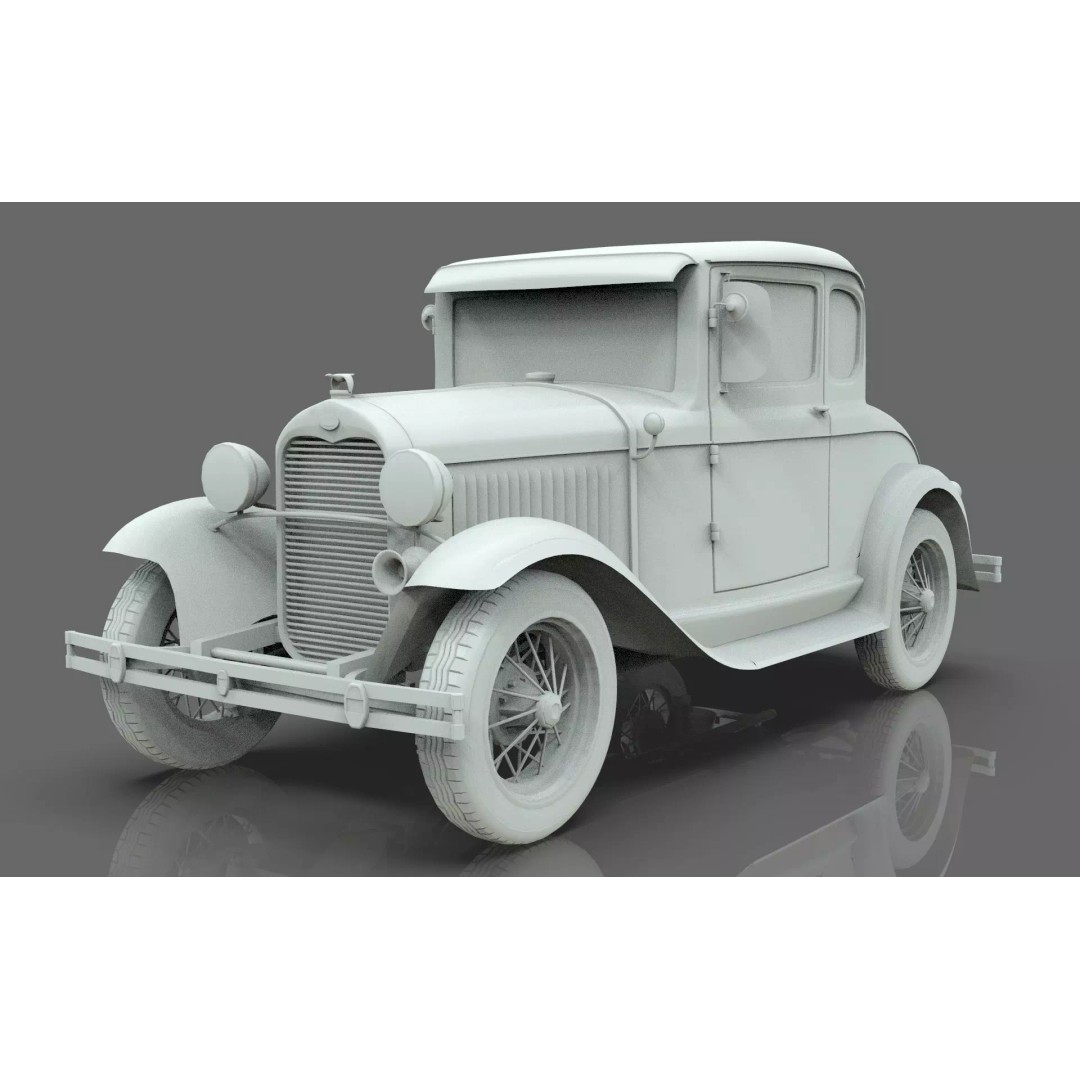 Vintage Coupe Car 3D Model – Antique Vehicle, PBR Textures, FBX - View 20