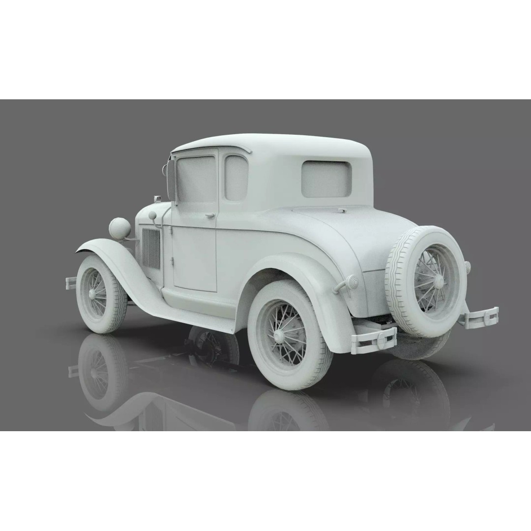 Vintage Coupe Car 3D Model – Antique Vehicle, PBR Textures, FBX - View 21