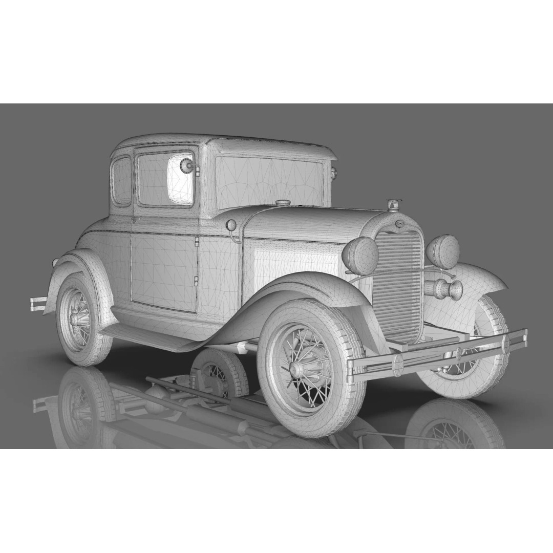 Vintage Coupe Car 3D Model – Antique Vehicle, PBR Textures, FBX - View 22