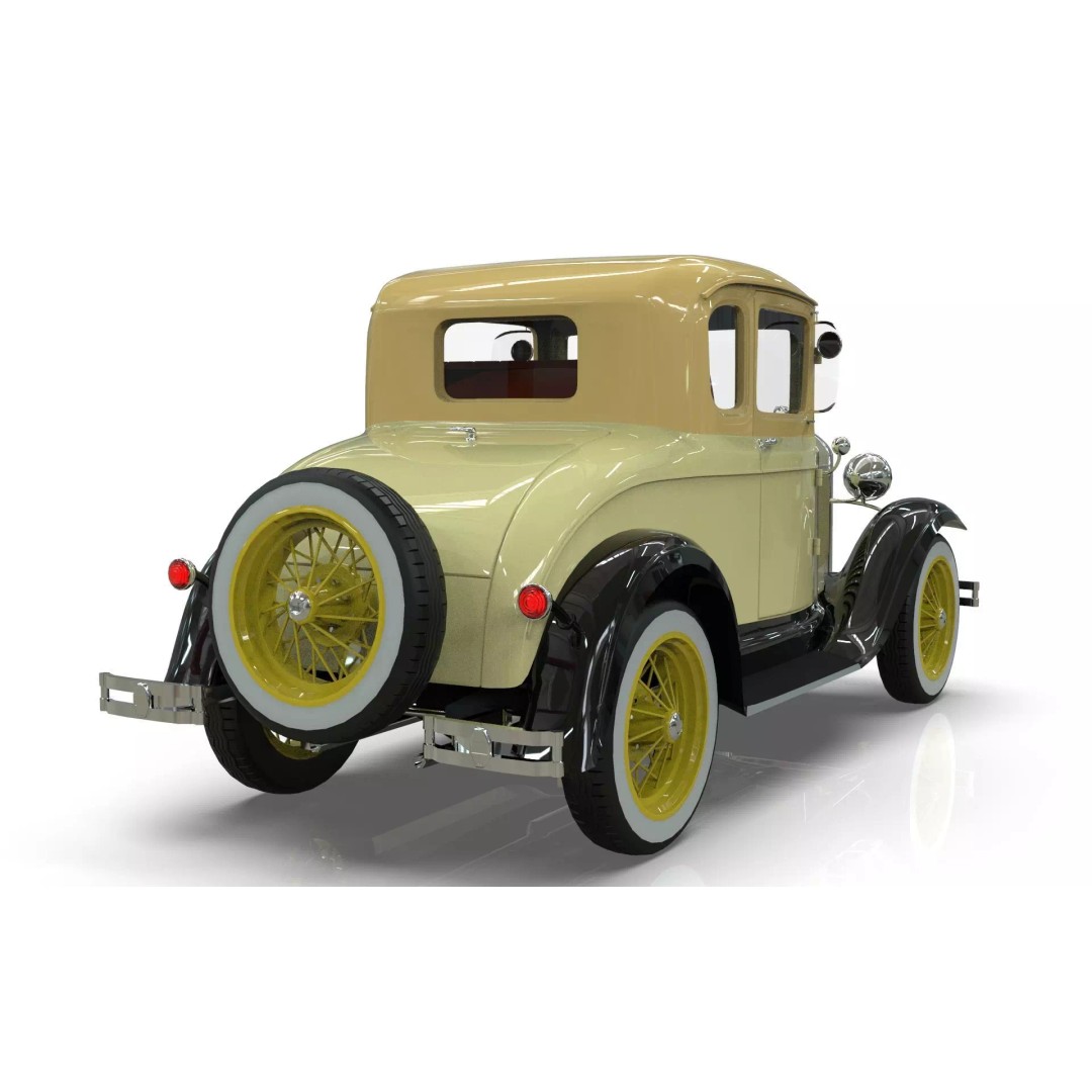 Vintage Coupe Car 3D Model – Antique Vehicle, PBR Textures, FBX - View 6