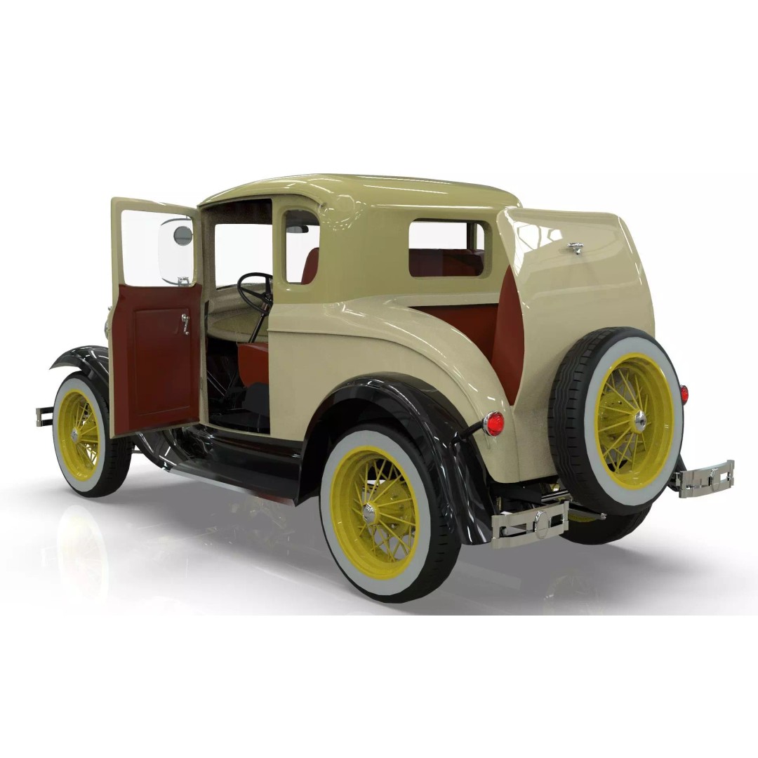 Vintage Coupe Car 3D Model – Antique Vehicle, PBR Textures, FBX - View 7