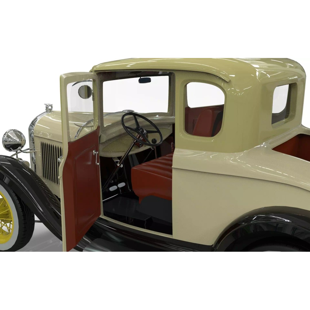 Vintage Coupe Car 3D Model – Antique Vehicle, PBR Textures, FBX - View 8