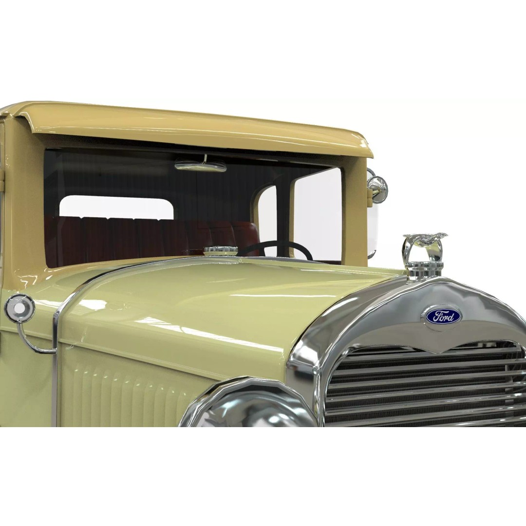 Vintage Coupe Car 3D Model – Antique Vehicle, PBR Textures, FBX - View 9
