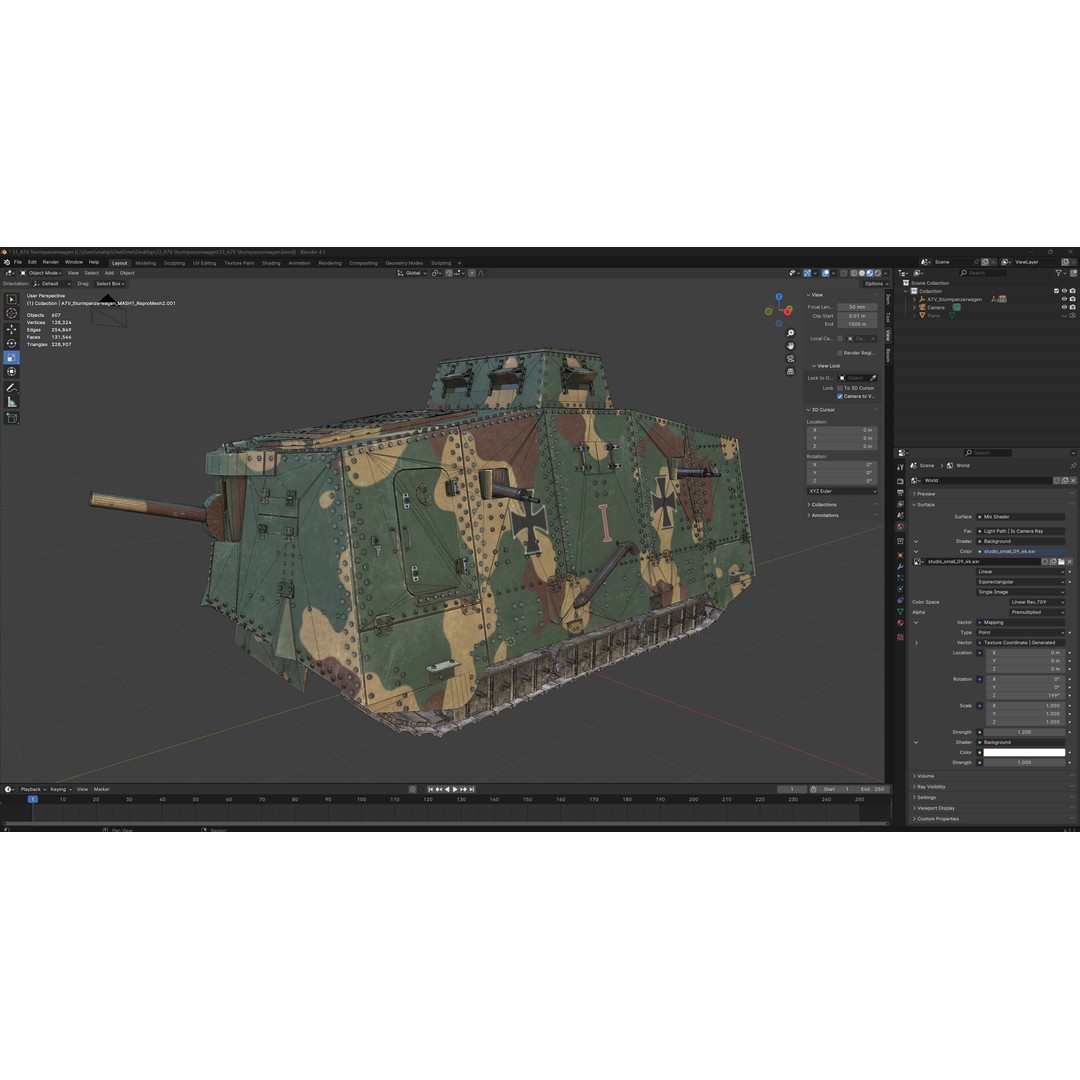A7V Sturmpanzerwagen Heavy Tank 3D Model – Low Poly Game Asset, FBX