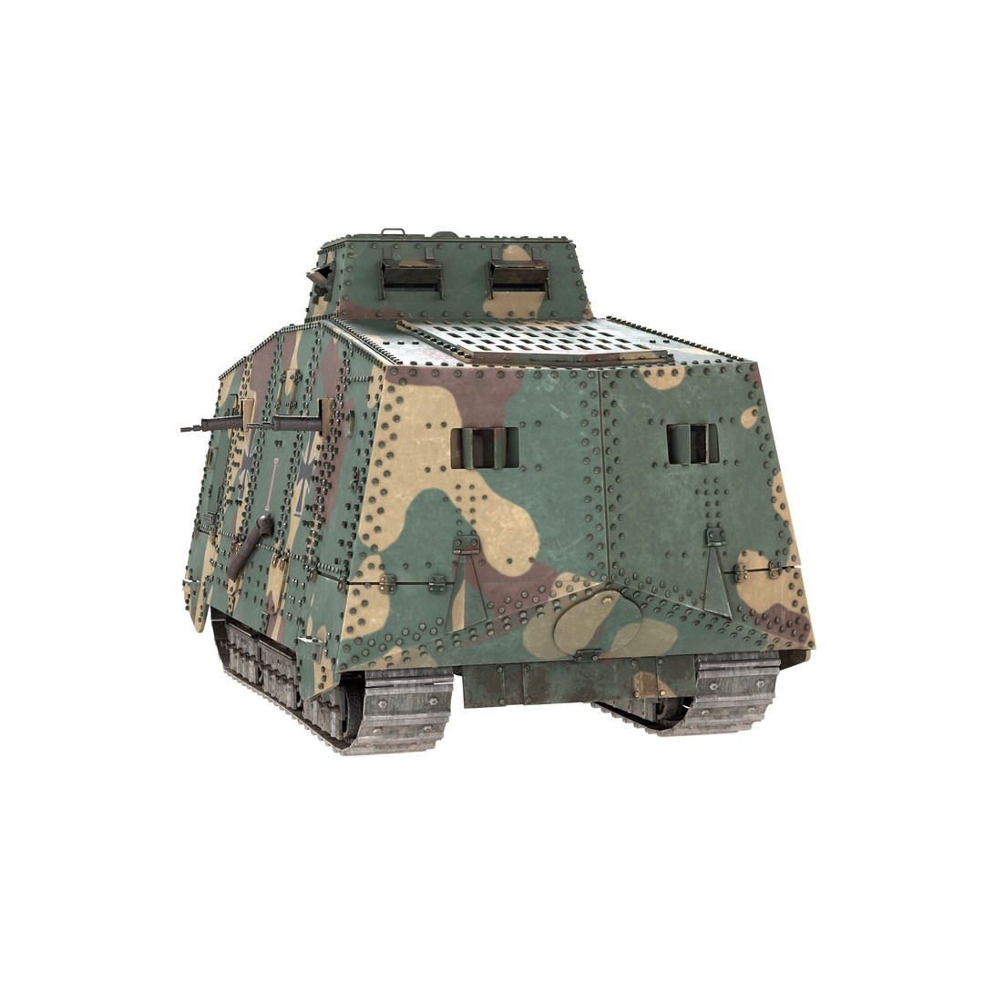 A7V Sturmpanzerwagen Heavy Tank 3D Model – Low Poly Game Asset, FBX - View 10