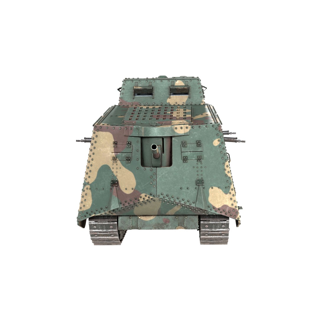 A7V Sturmpanzerwagen Heavy Tank 3D Model – Low Poly Game Asset, FBX - View 11