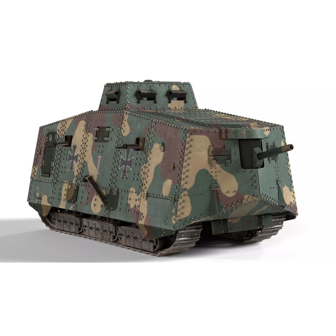 A7V Sturmpanzerwagen Heavy Tank 3D Model – Low Poly Game Asset, FBX - View 2