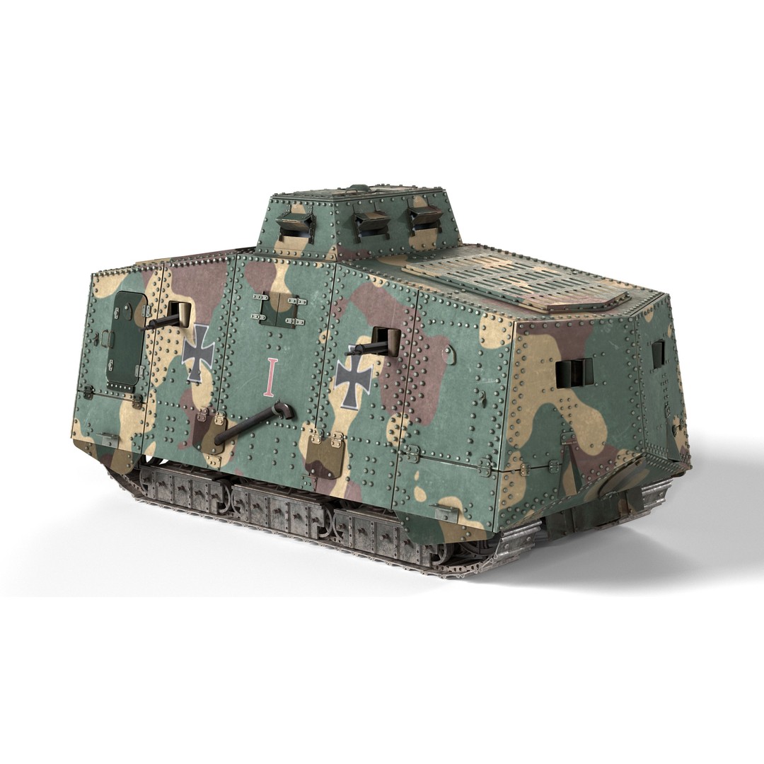 A7V Sturmpanzerwagen Heavy Tank 3D Model – Low Poly Game Asset, FBX - View 4