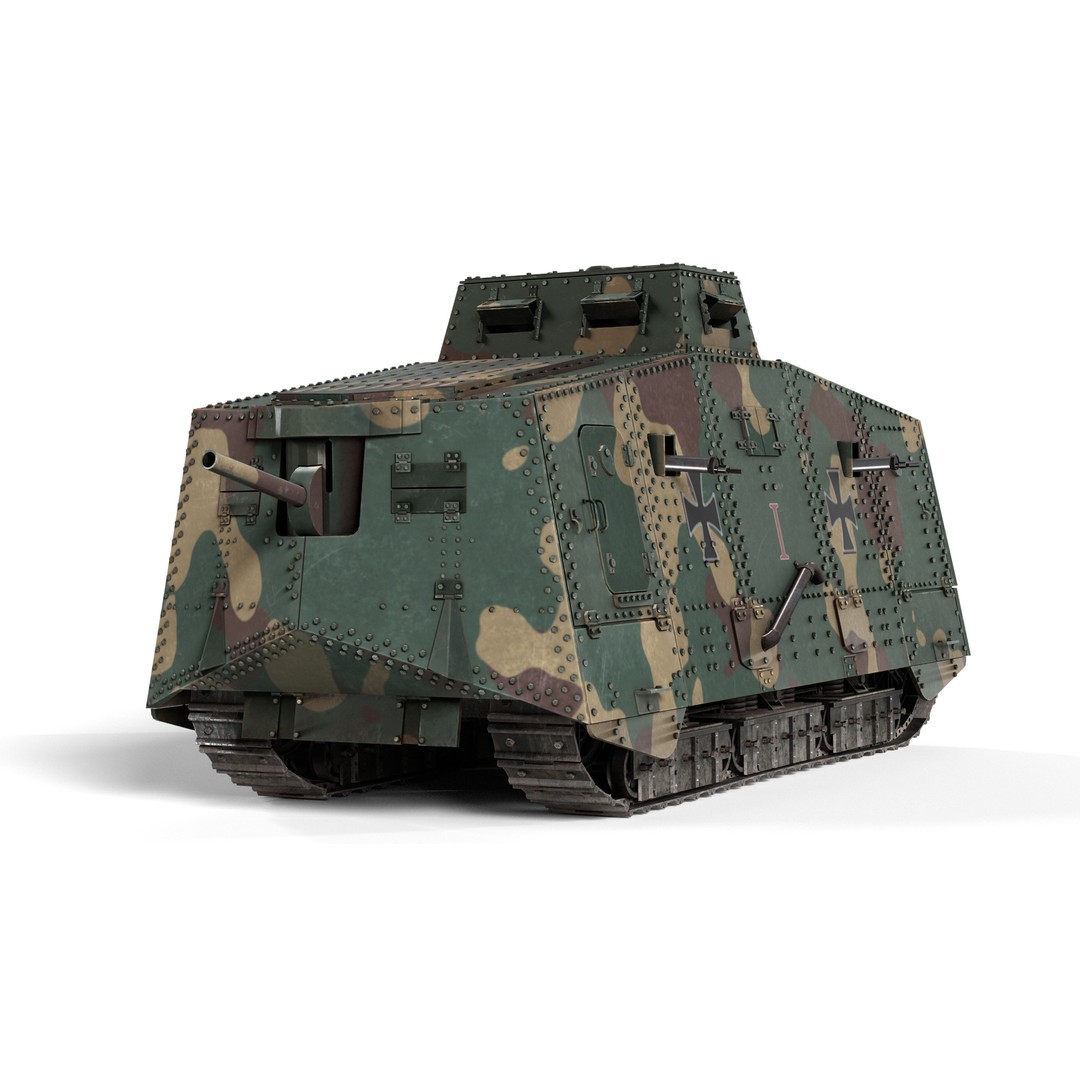 A7V Sturmpanzerwagen Heavy Tank 3D Model – Low Poly Game Asset, FBX - View 5