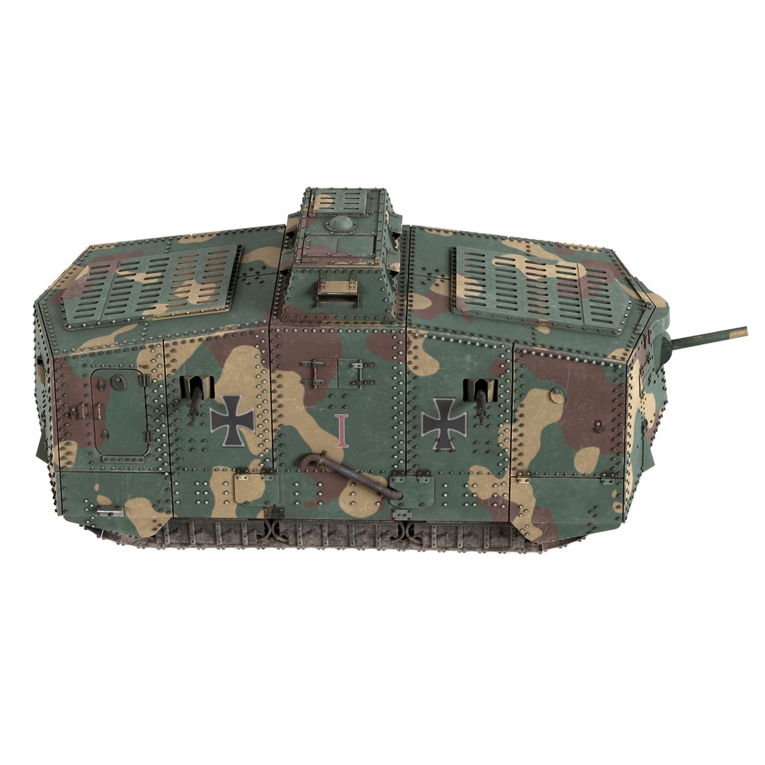 A7V Sturmpanzerwagen Heavy Tank 3D Model – Low Poly Game Asset, FBX - View 6