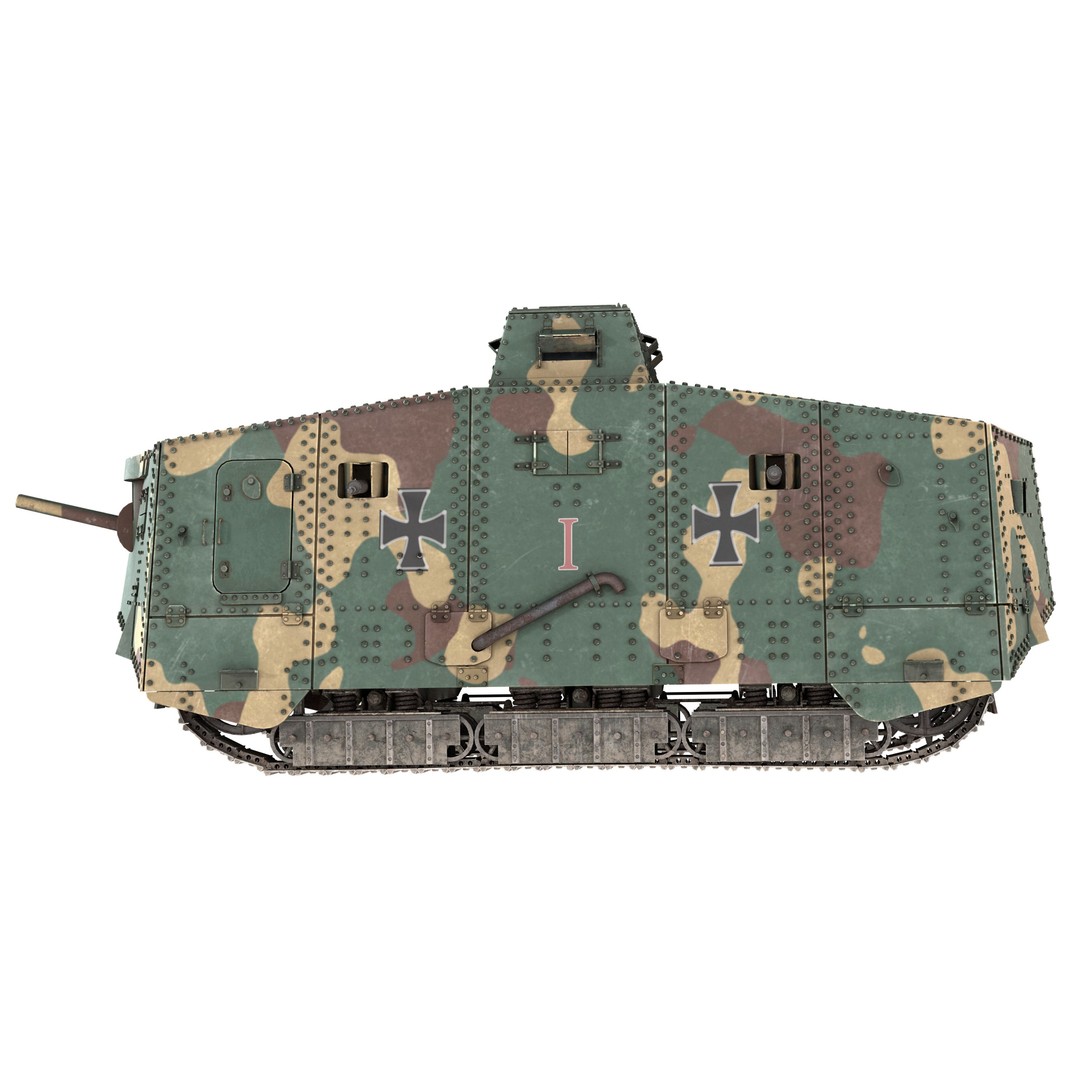 A7V Sturmpanzerwagen Heavy Tank 3D Model – Low Poly Game Asset, FBX - View 7