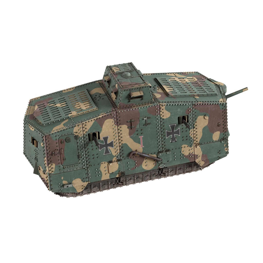 A7V Sturmpanzerwagen Heavy Tank 3D Model – Low Poly Game Asset, FBX - View 8