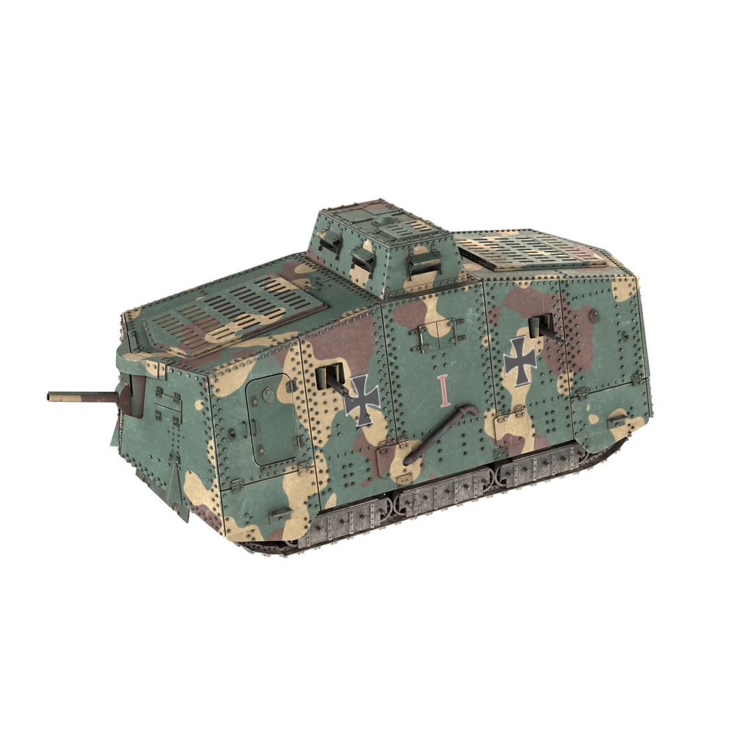 A7V Sturmpanzerwagen Heavy Tank 3D Model – Low Poly Game Asset, FBX - View 9