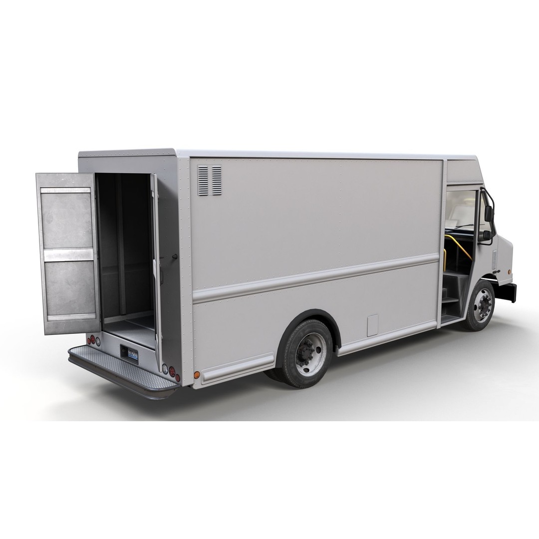 Mail Van 3D Model – Low Poly Game Asset, PBR Textures, FBX - View 13