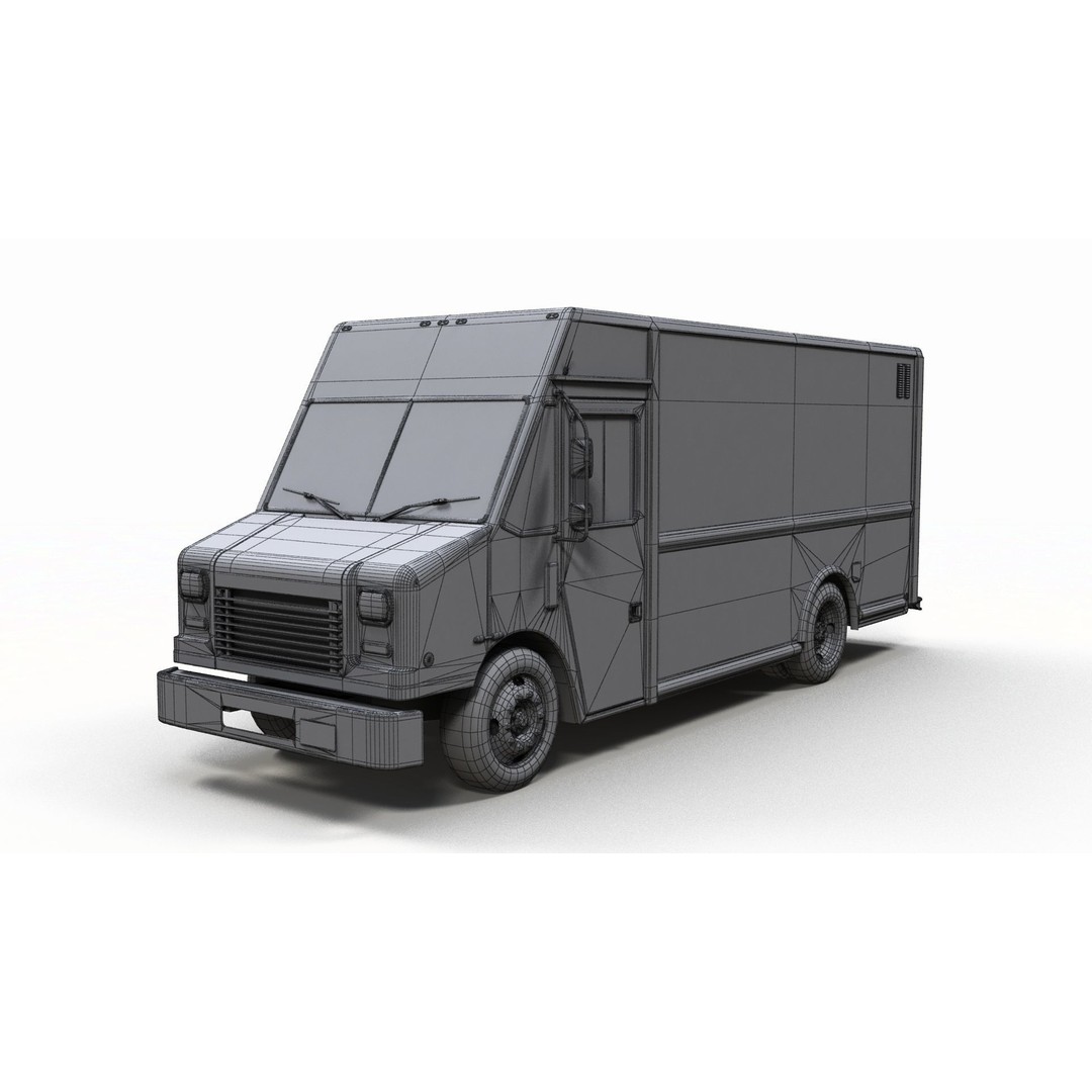 Mail Van 3D Model – Low Poly Game Asset, PBR Textures, FBX - View 14