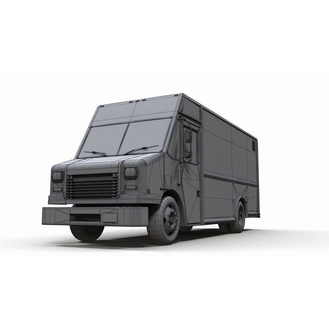 Mail Van 3D Model – Low Poly Game Asset, PBR Textures, FBX - View 20