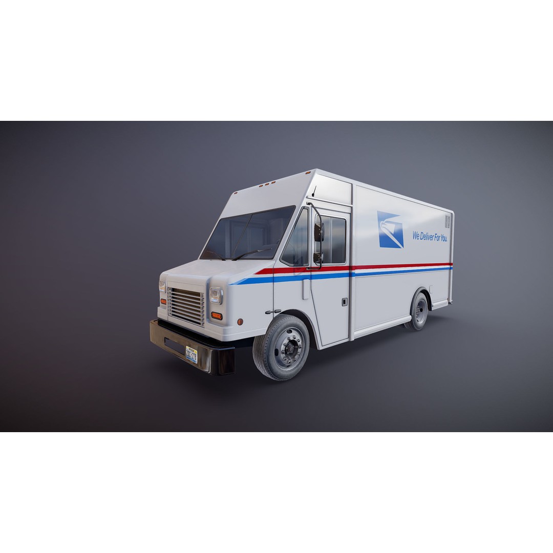 Mail Van 3D Model – Low Poly Game Asset, PBR Textures, FBX - View 21
