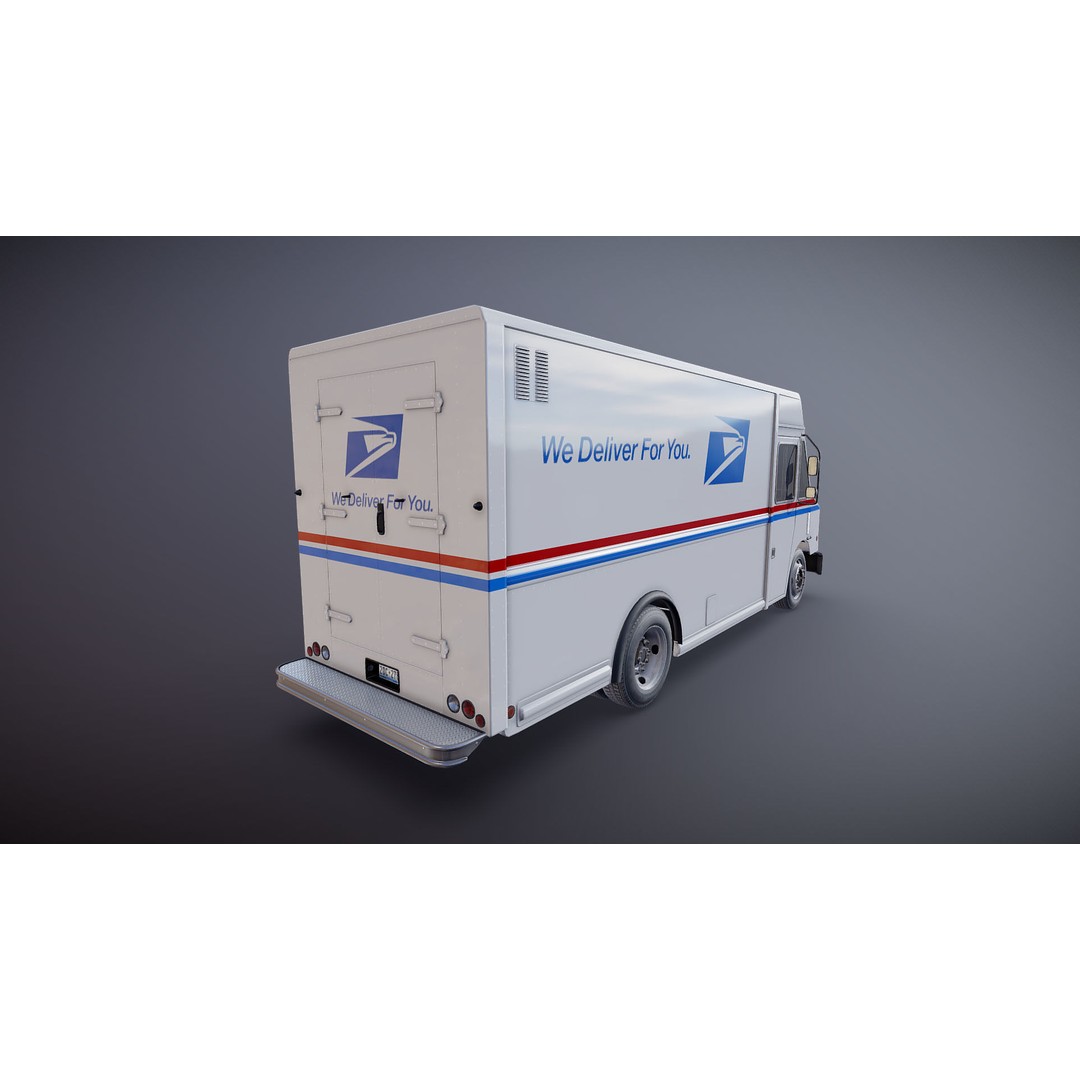 Mail Van 3D Model – Low Poly Game Asset, PBR Textures, FBX - View 23