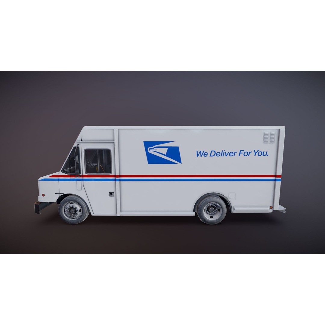 Mail Van 3D Model – Low Poly Game Asset, PBR Textures, FBX - View 24