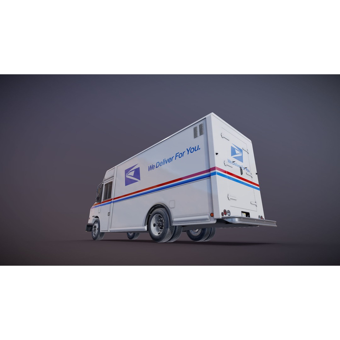 Mail Van 3D Model – Low Poly Game Asset, PBR Textures, FBX - View 25