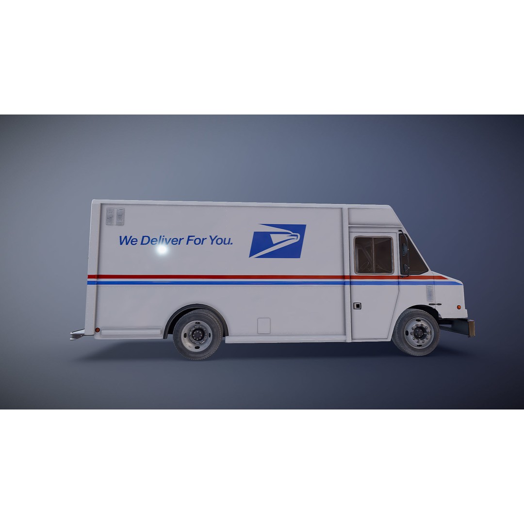 Mail Van 3D Model – Low Poly Game Asset, PBR Textures, FBX - View 26