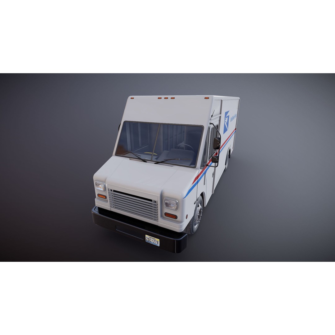 Mail Van 3D Model – Low Poly Game Asset, PBR Textures, FBX - View 27