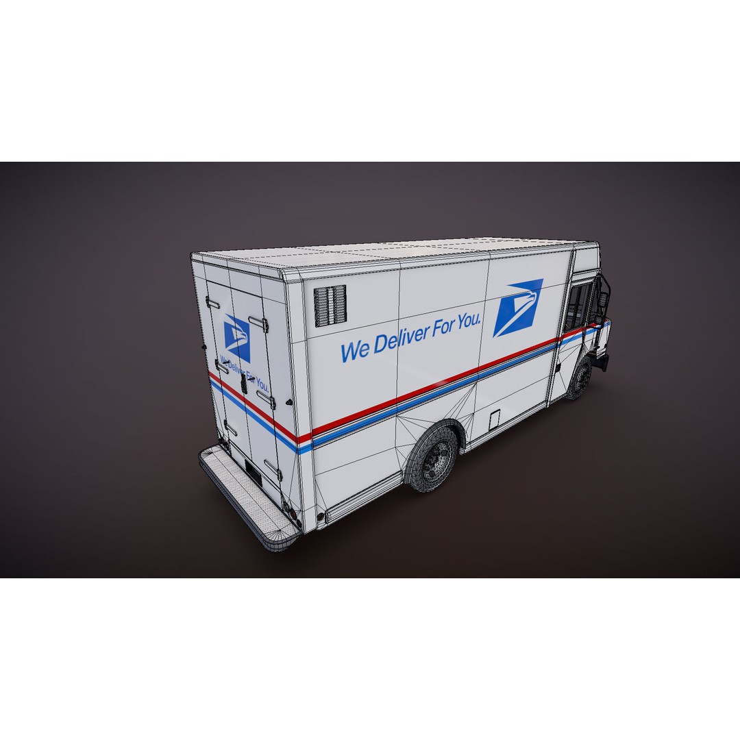 Mail Van 3D Model – Low Poly Game Asset, PBR Textures, FBX - View 29