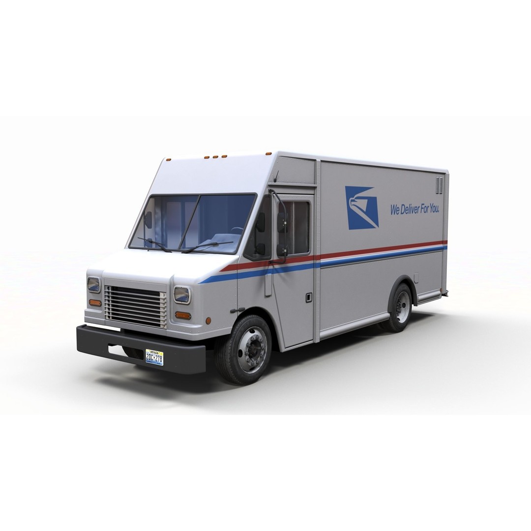 Mail Van 3D Model – Low Poly Game Asset, PBR Textures, FBX - View 3