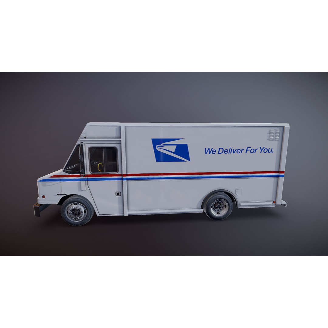 Mail Van 3D Model – Low Poly Game Asset, PBR Textures, FBX - View 30