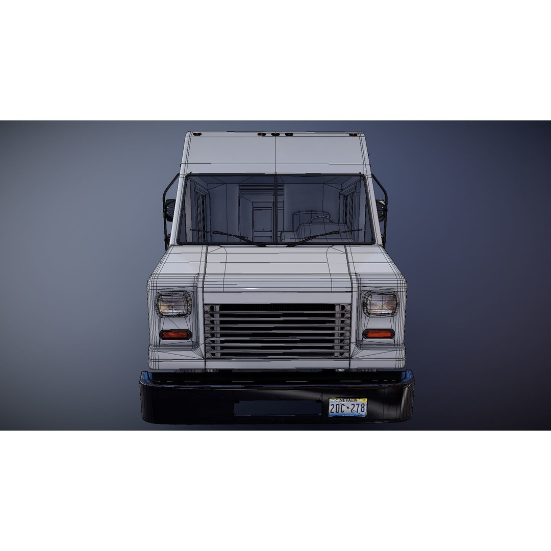 Mail Van 3D Model – Low Poly Game Asset, PBR Textures, FBX - View 32