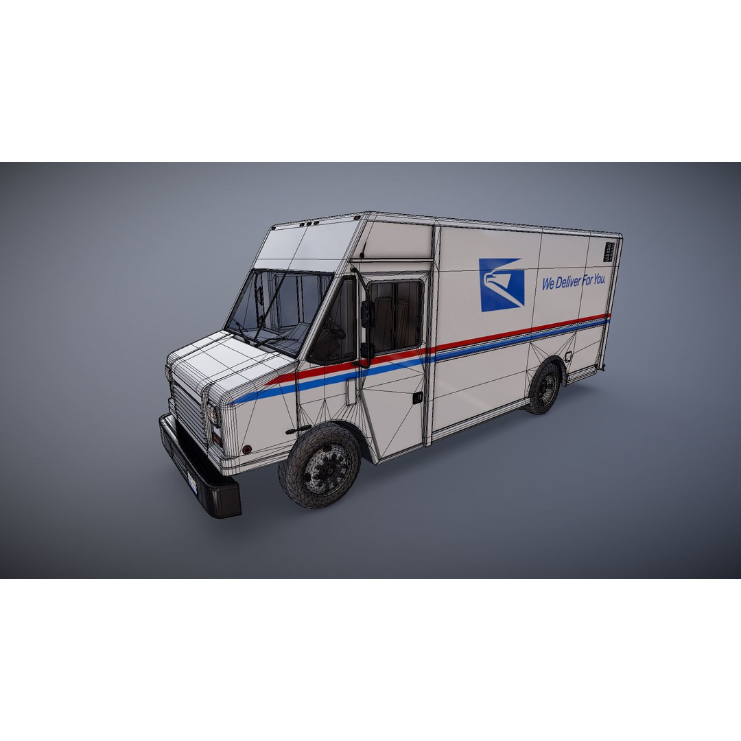 Mail Van 3D Model – Low Poly Game Asset, PBR Textures, FBX - View 33