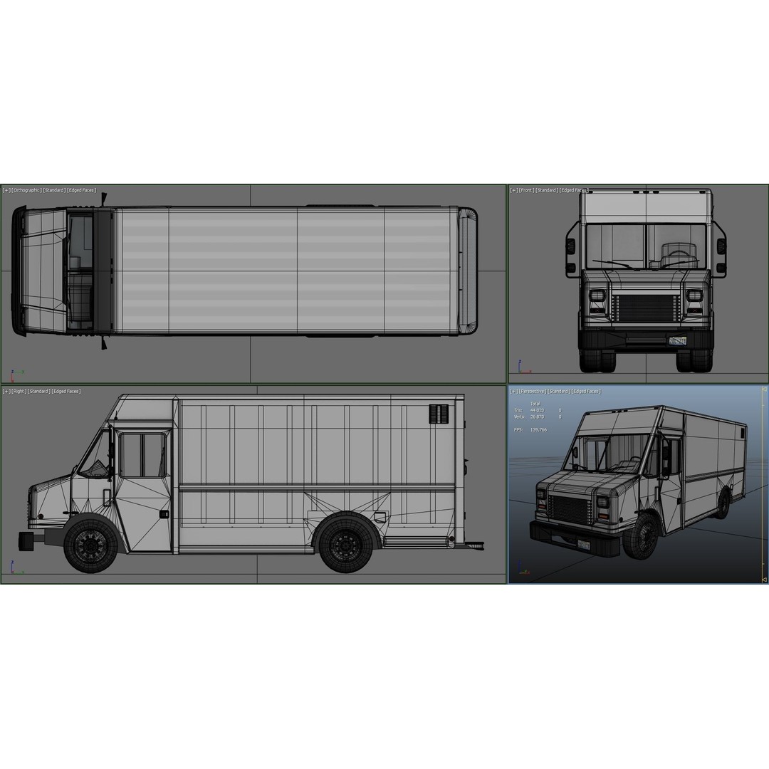 Mail Van 3D Model – Low Poly Game Asset, PBR Textures, FBX - View 38