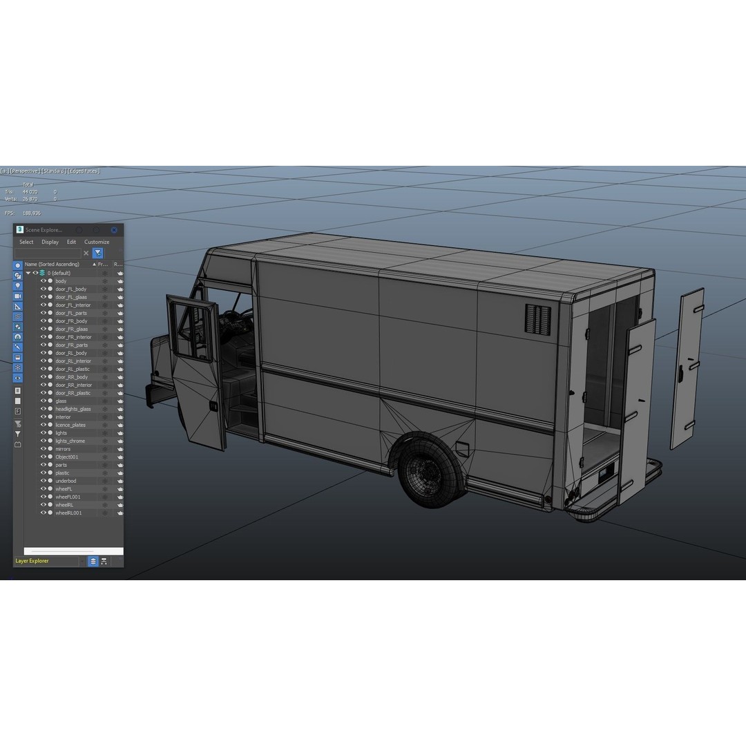 Mail Van 3D Model – Low Poly Game Asset, PBR Textures, FBX - View 39