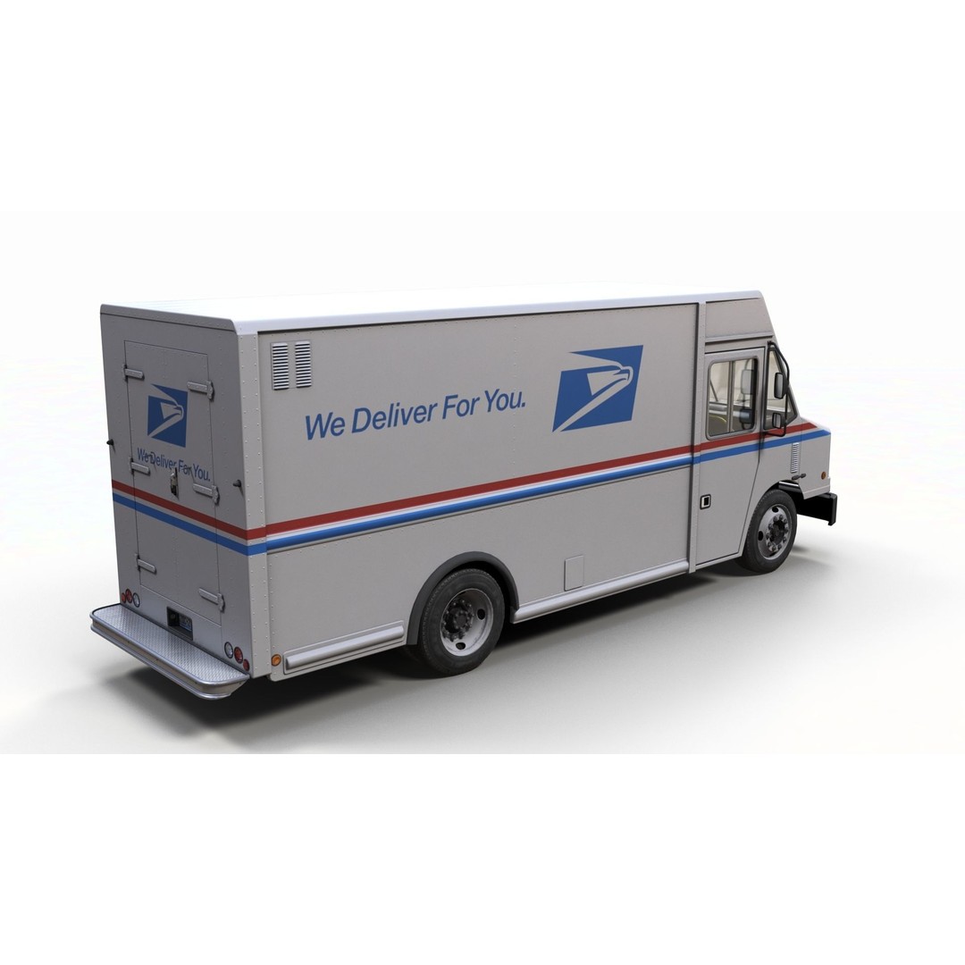 Mail Van 3D Model – Low Poly Game Asset, PBR Textures, FBX - View 4