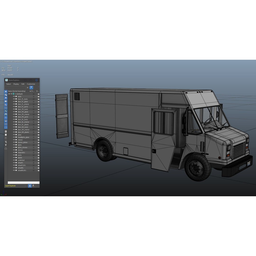 Mail Van 3D Model – Low Poly Game Asset, PBR Textures, FBX - View 40