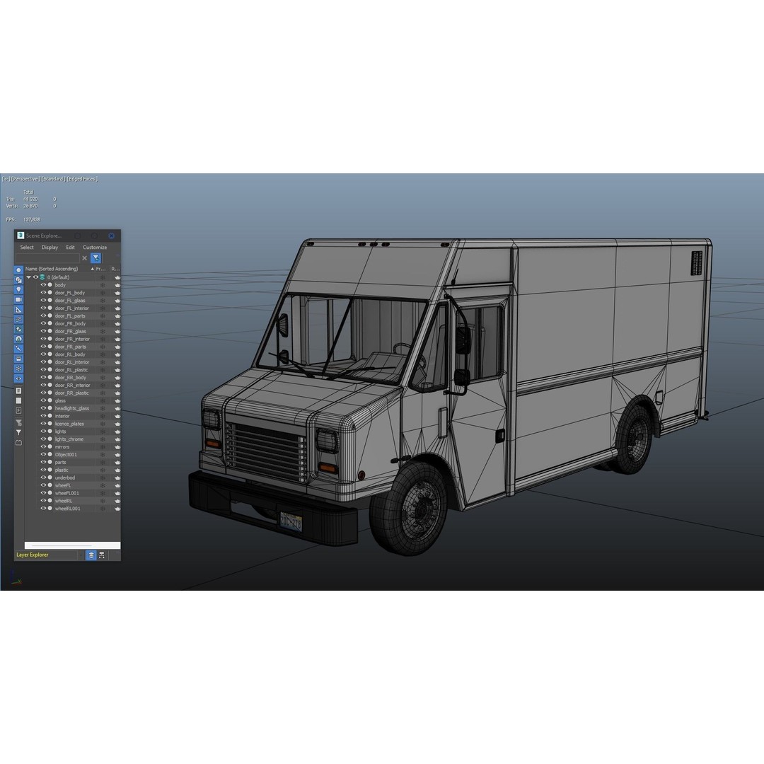 Mail Van 3D Model – Low Poly Game Asset, PBR Textures, FBX - View 41